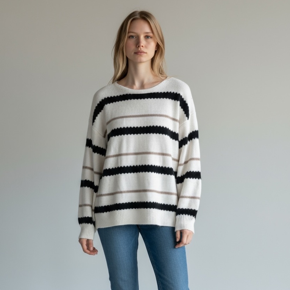 Women’s Striped Black and White Sweater